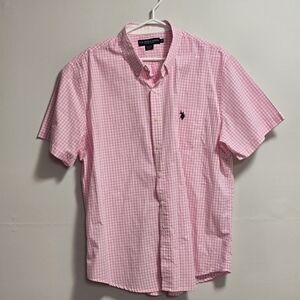 US Polo ASSN  Pink Checkered Men's Shirt